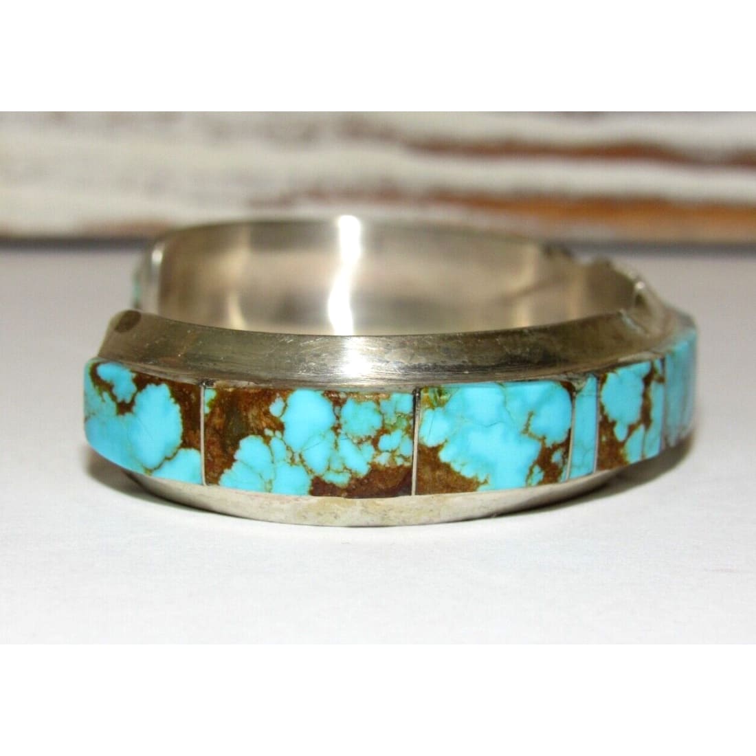 Navajo Number 8 Turquoise Inlay Cuff Bracelet Steve