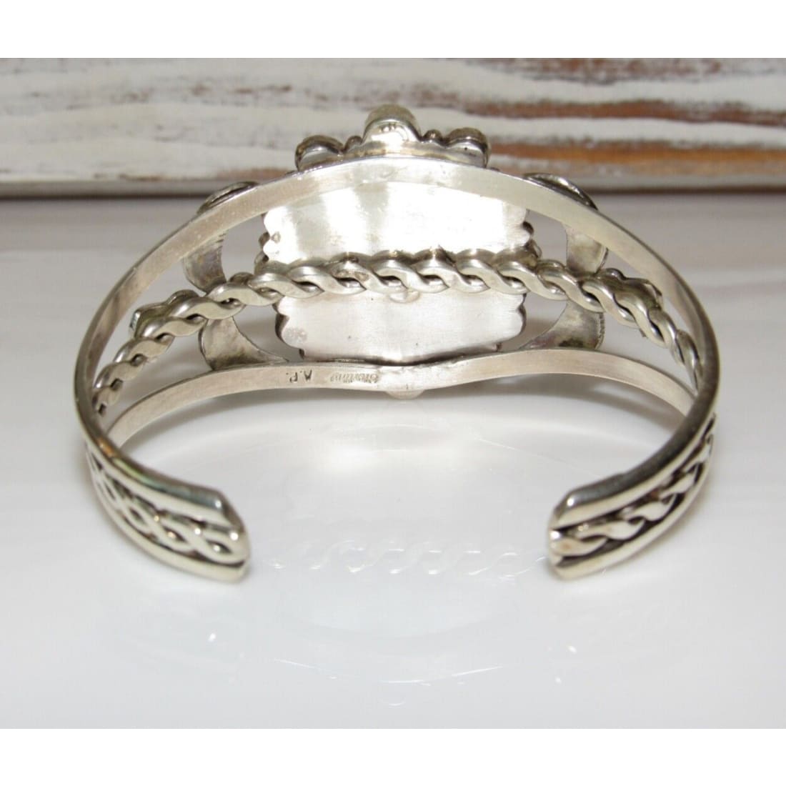 Navajo Orange Spiny Cluster Cuff Bracelet Stering Silver Art