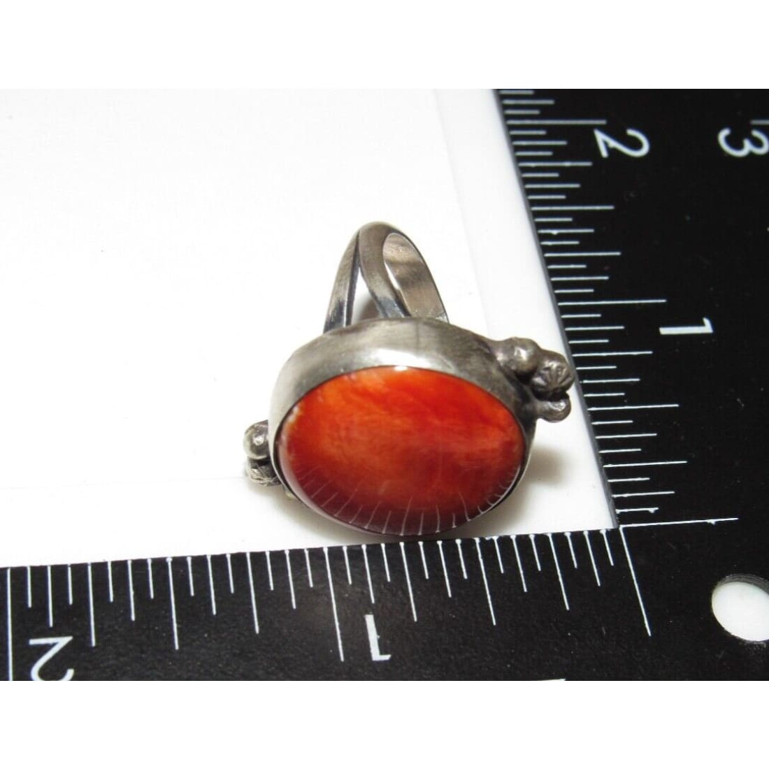Navajo Orange Spiny Ring Size 6 Sterling Silver Native