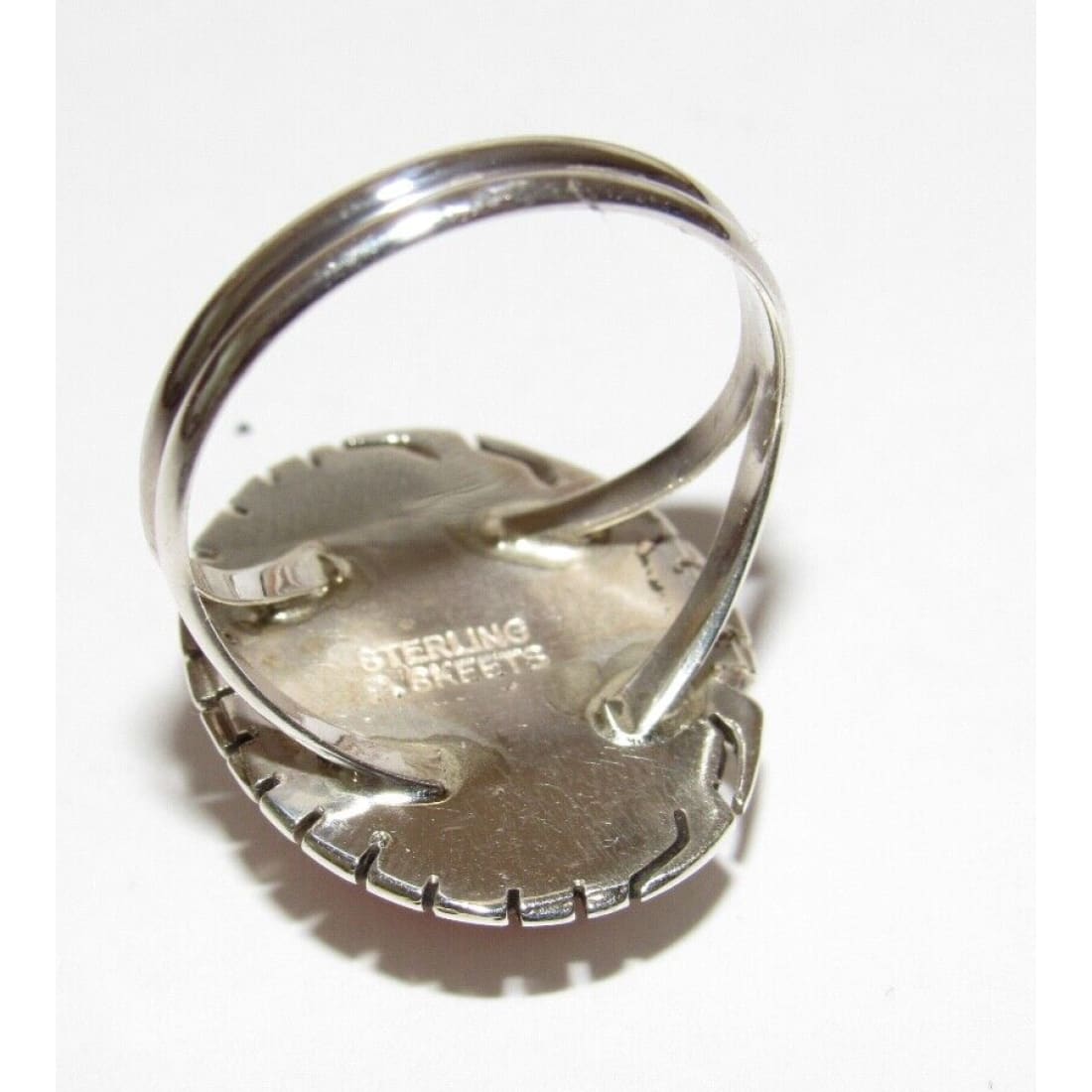 Navajo Orange Spiny Ring Size 7.5 Sterling Silver Native