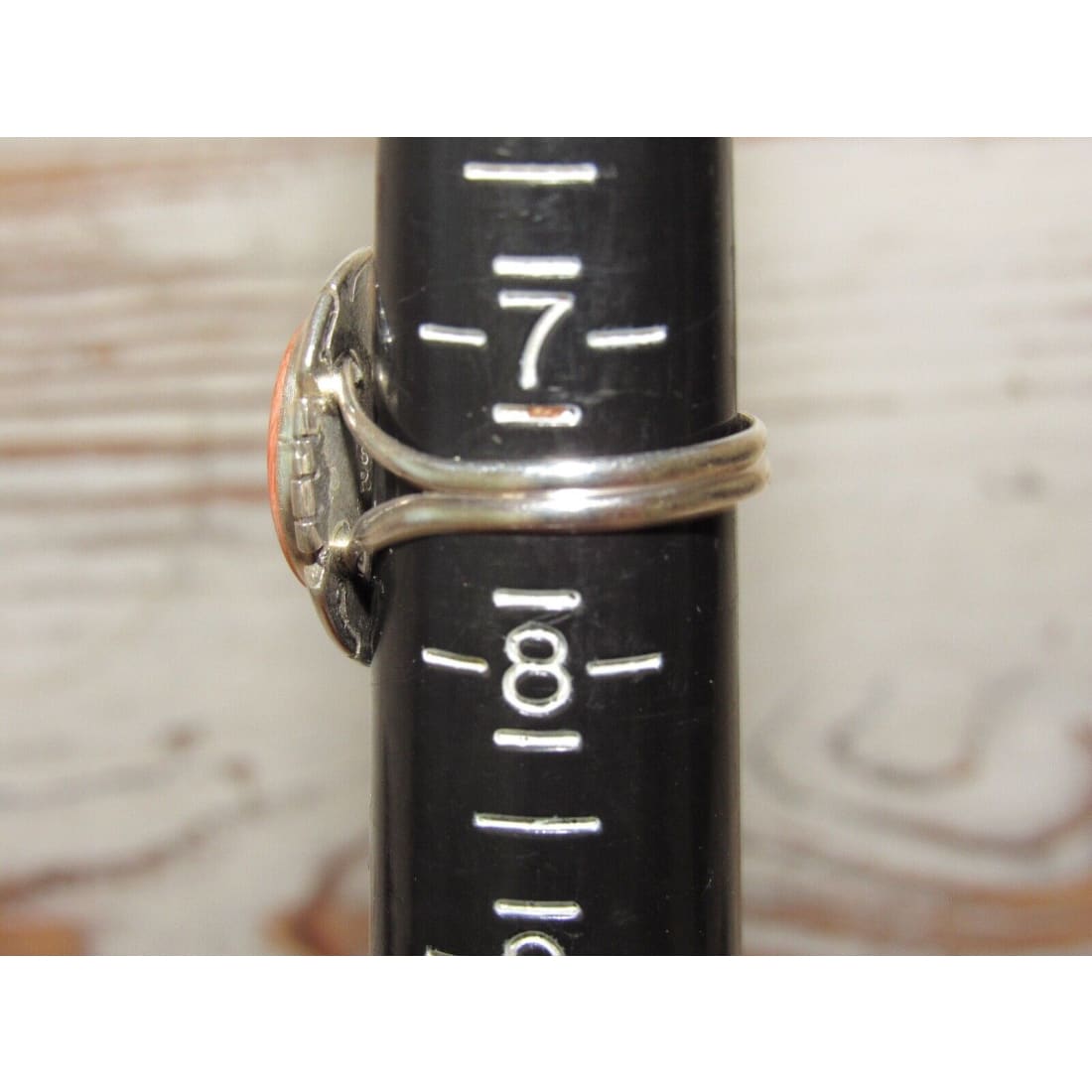 Navajo Orange Spiny Ring Size 7.5 Sterling Silver Native