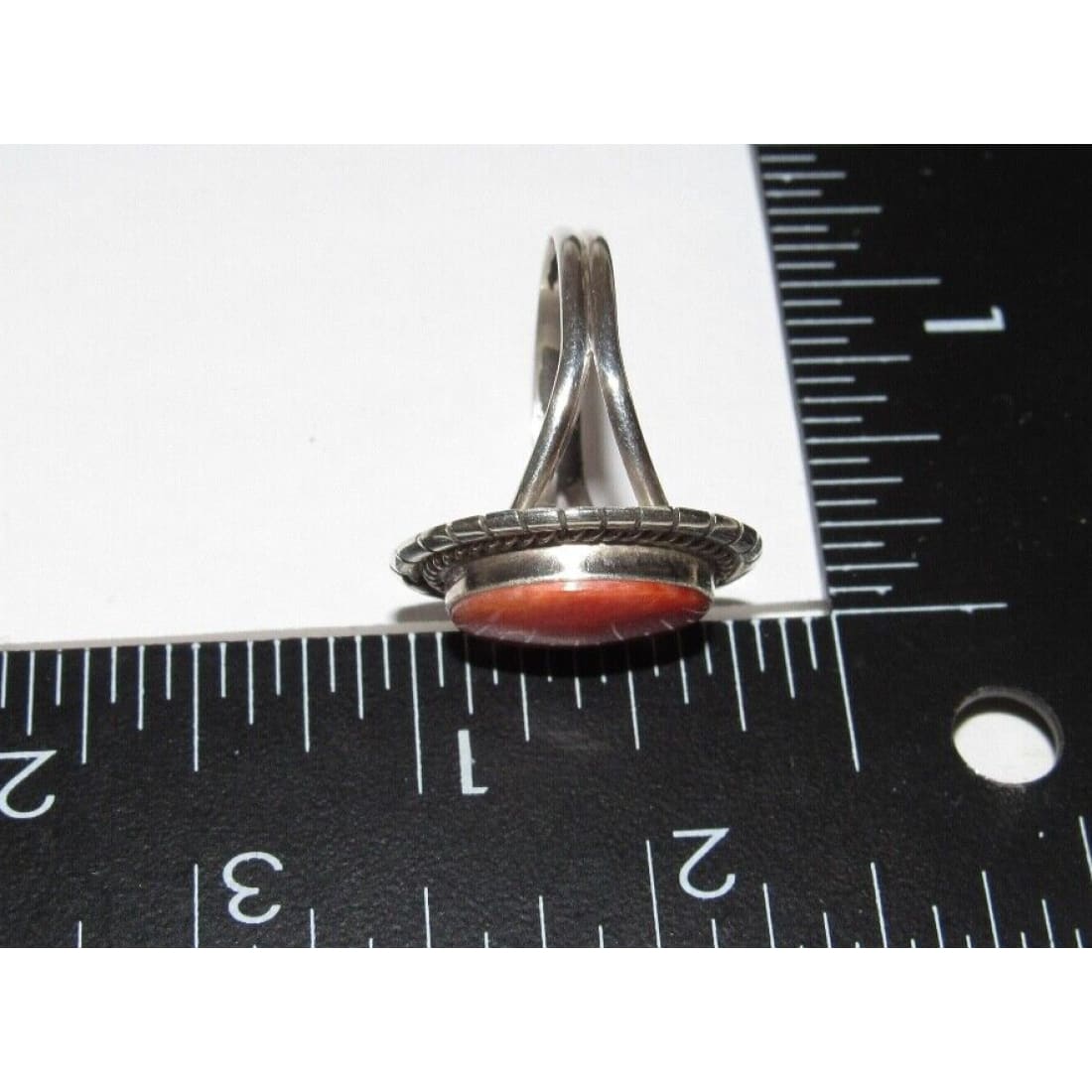 Navajo Orange Spiny Ring Size 7.5 Sterling Silver Native