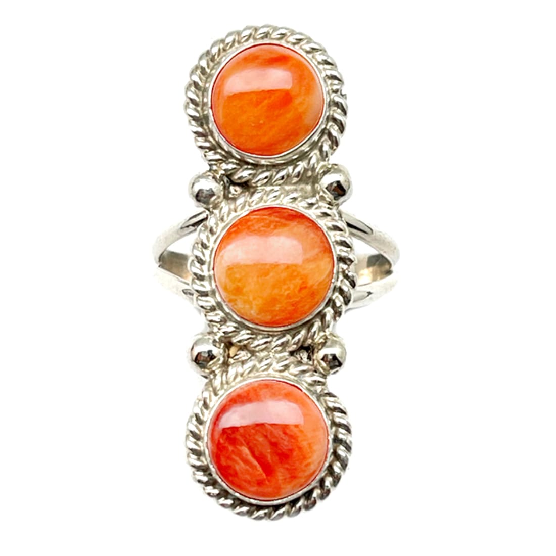 Navajo Orange Spiny Ring Size 7 Sterling Silver Native