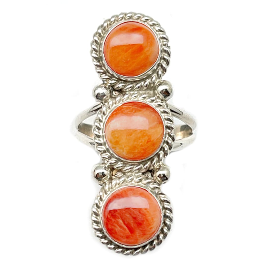 Navajo Orange Spiny Ring Size 7 Sterling Silver Native