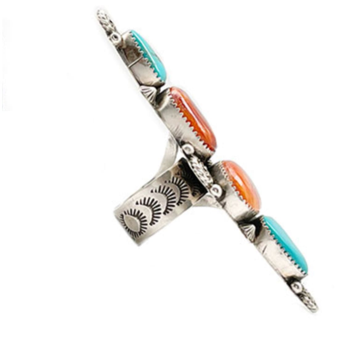 Massive Navajo Orange Spiny Kingman Turquoise Statement Ring
