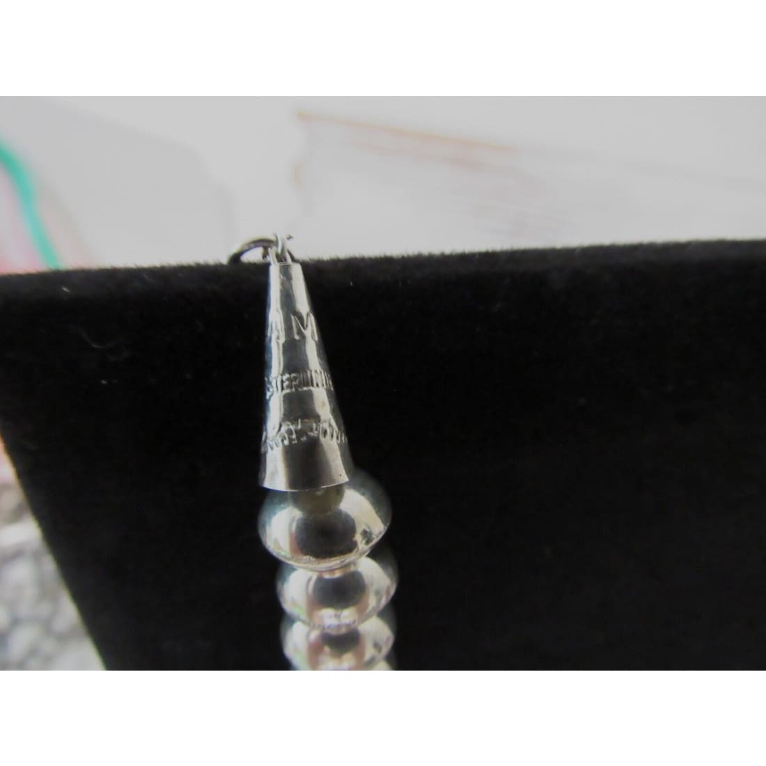 Navajo Pearls Hand Stamped Necklace & Earrings Set Sterling
