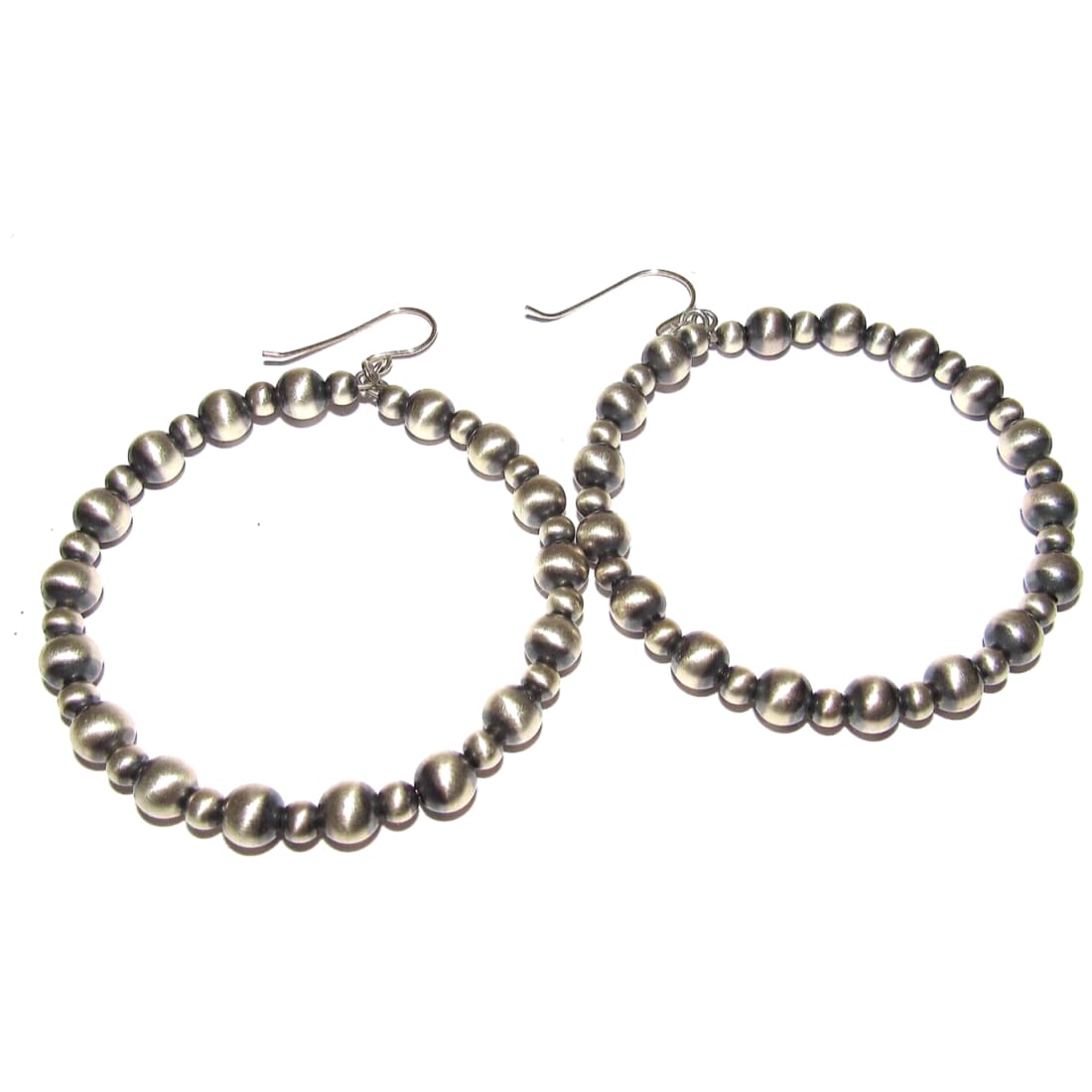 Navajo Pearls Hoop Earrings Sterling Silver Native American