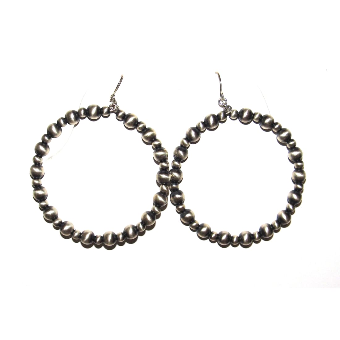 Navajo Pearls Hoop Earrings Sterling Silver Native American