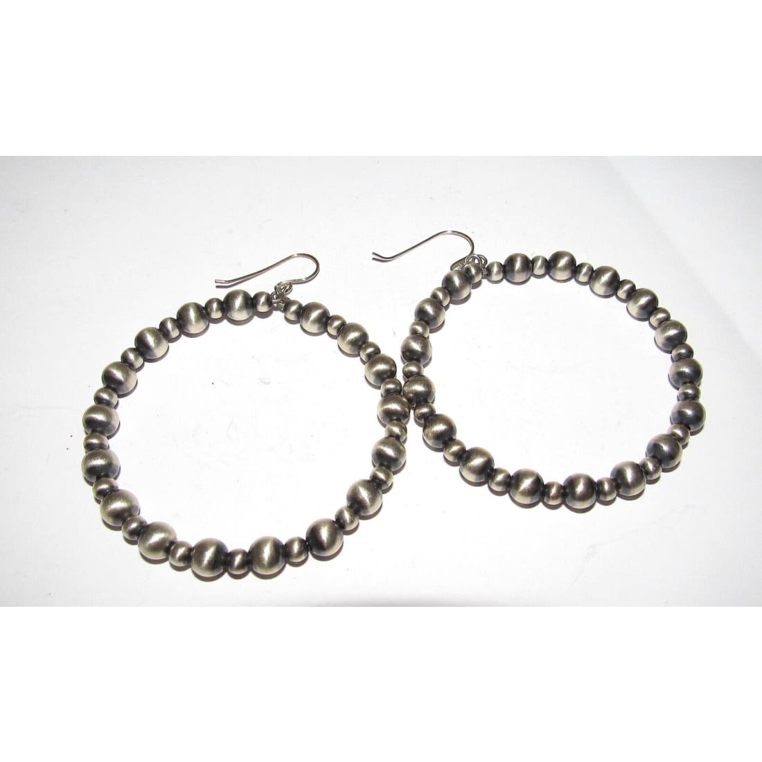 Navajo Pearls Hoop Earrings Sterling Silver Native American