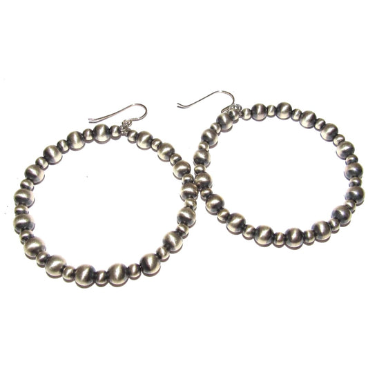 Navajo Pearls Hoop Earrings Sterling Silver Native American