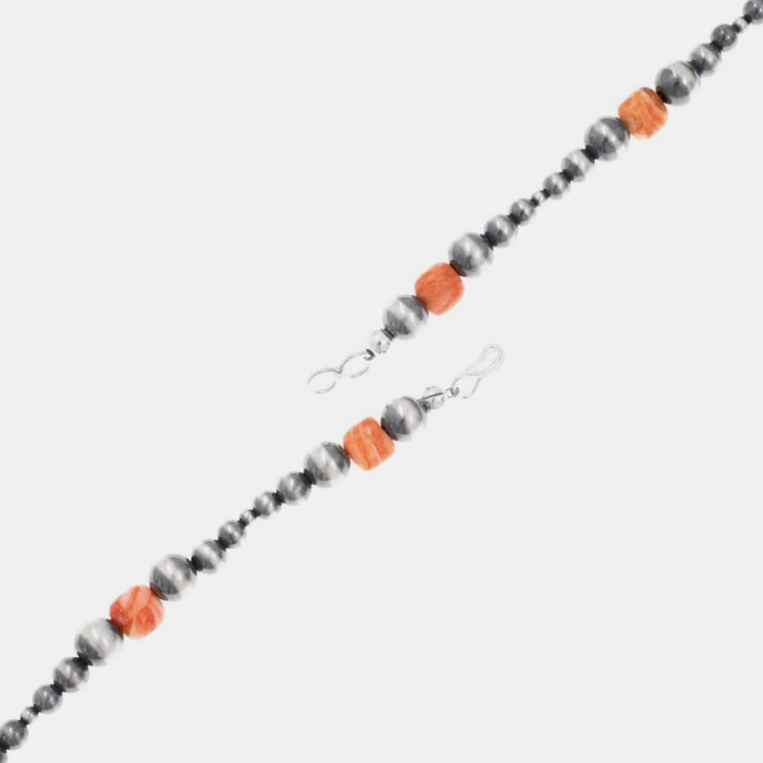 Navajo Pearls Lariat Necklace Sterling Silver Spiny Oyster