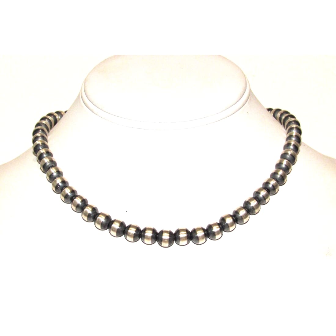 8mm Navajo Pearls Necklace Sterling Silver Choker Necklace