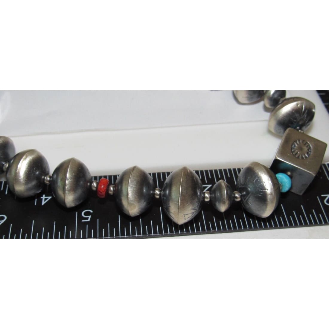 Navajo Pearls Necklace Earrings set sterling silver
