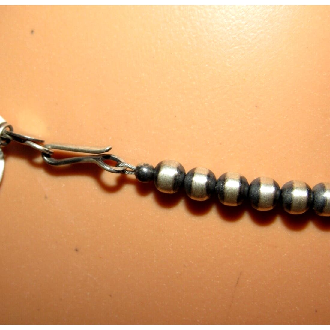 Navajo Pearls Necklace Sterling Silver 5mm Beads Necklace