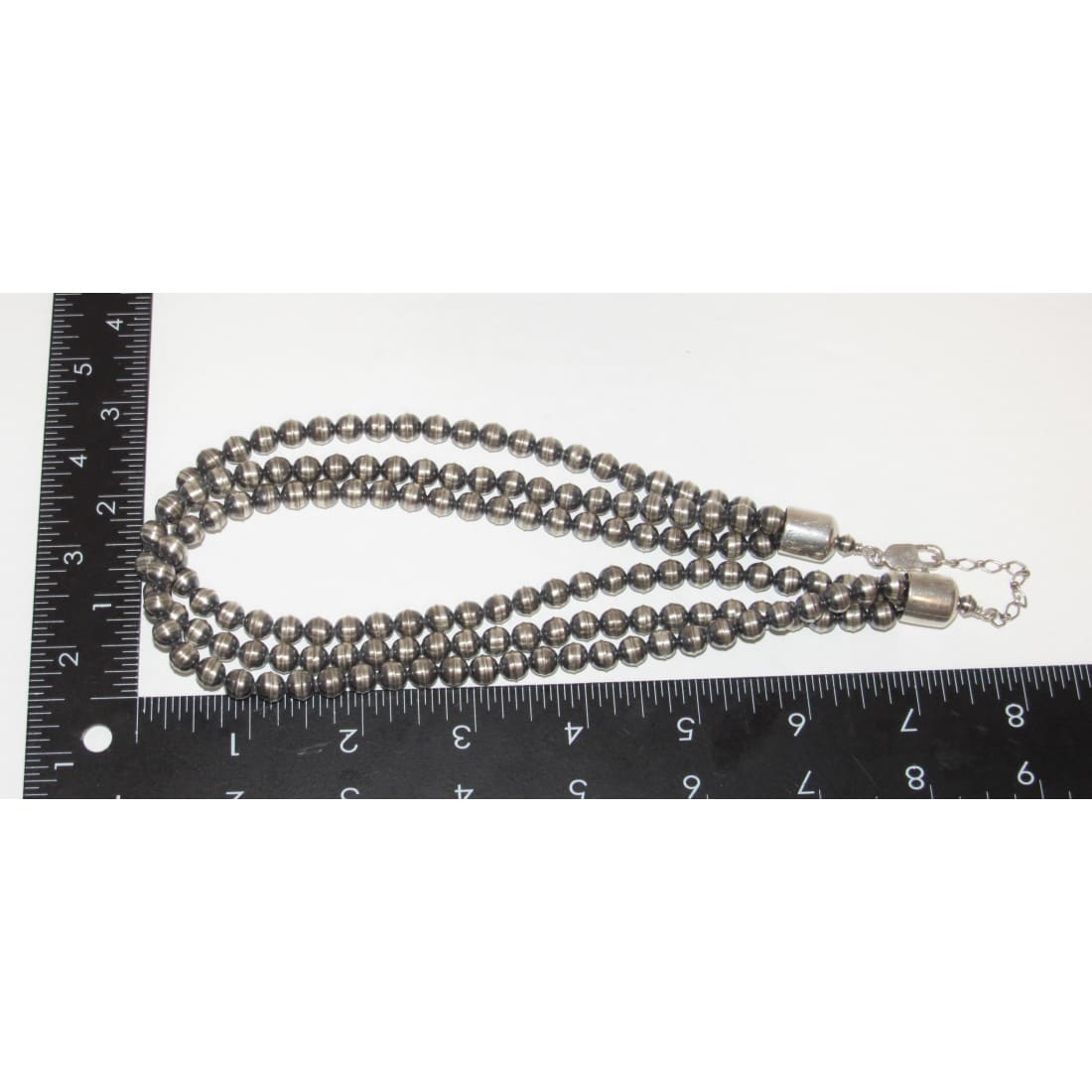 Navajo Pearls Necklace Sterling Silver Beads 16’’L 3 Stand
