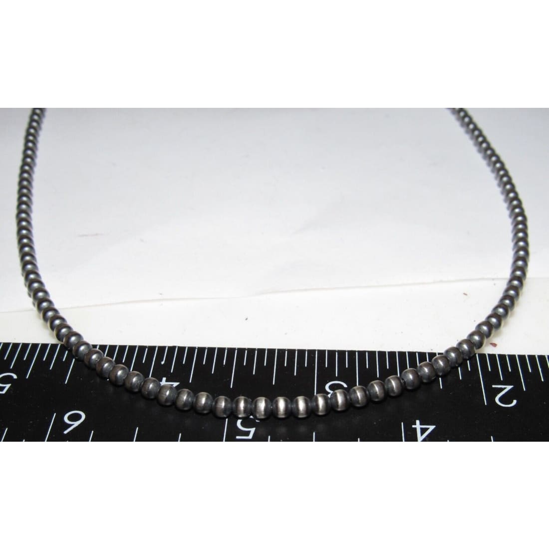 Navajo Pearls Necklace Sterling Silver Choker Necklace 22L -