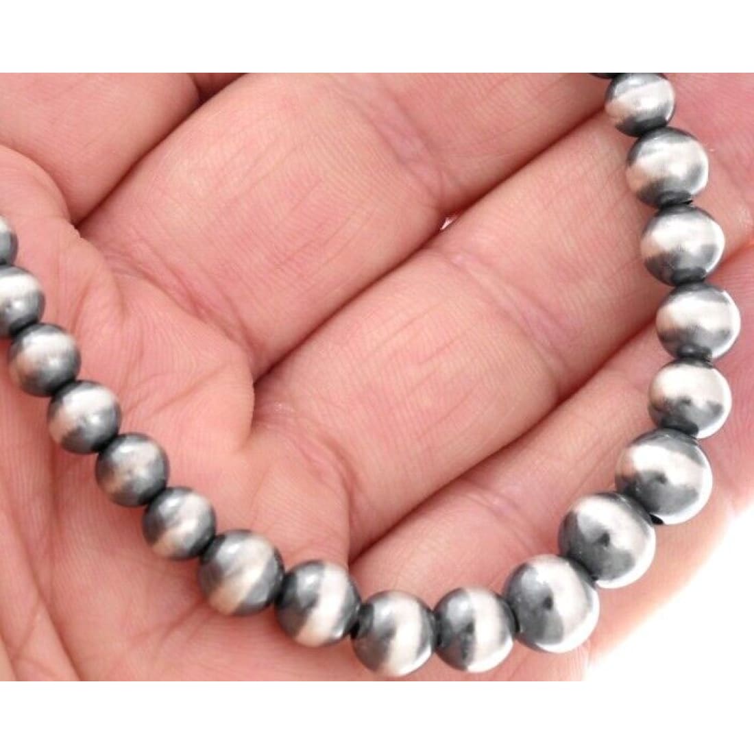 Navajo Pearls Necklace Sterling Silver Graduated Sterling