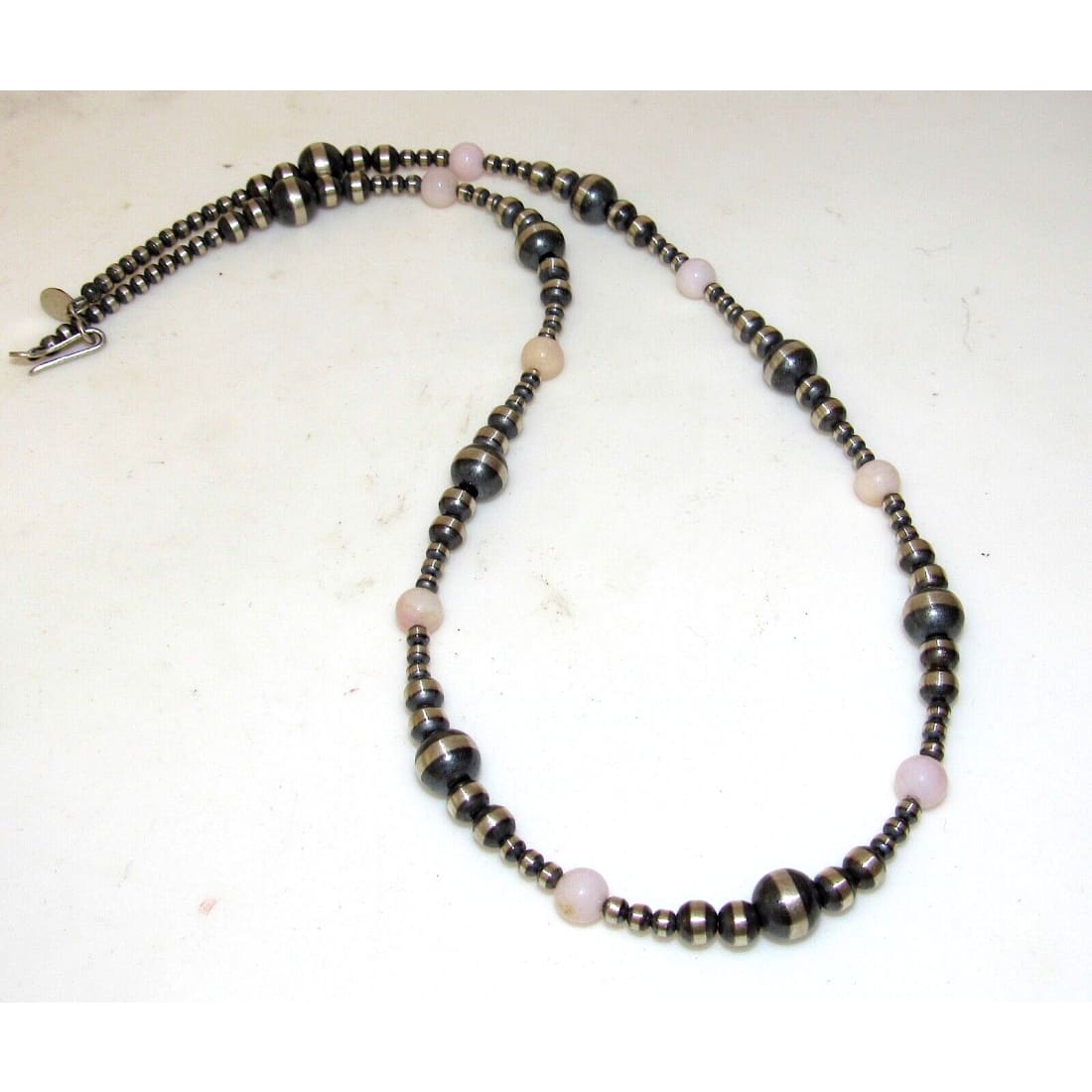 Navajo Pearls Necklace Sterling Silver Pink Conch Shell