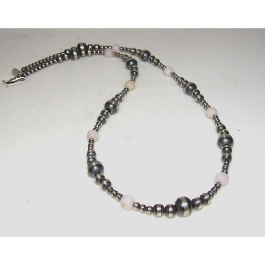 Navajo Pearls Necklace Sterling Silver Pink Conch Shell