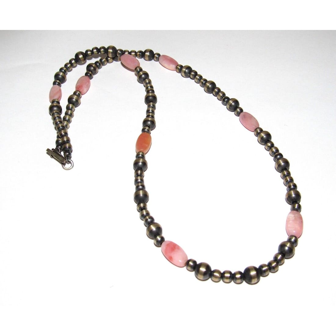 Navajo Pearls Necklace Sterling Silver Pink Conch Shell 20