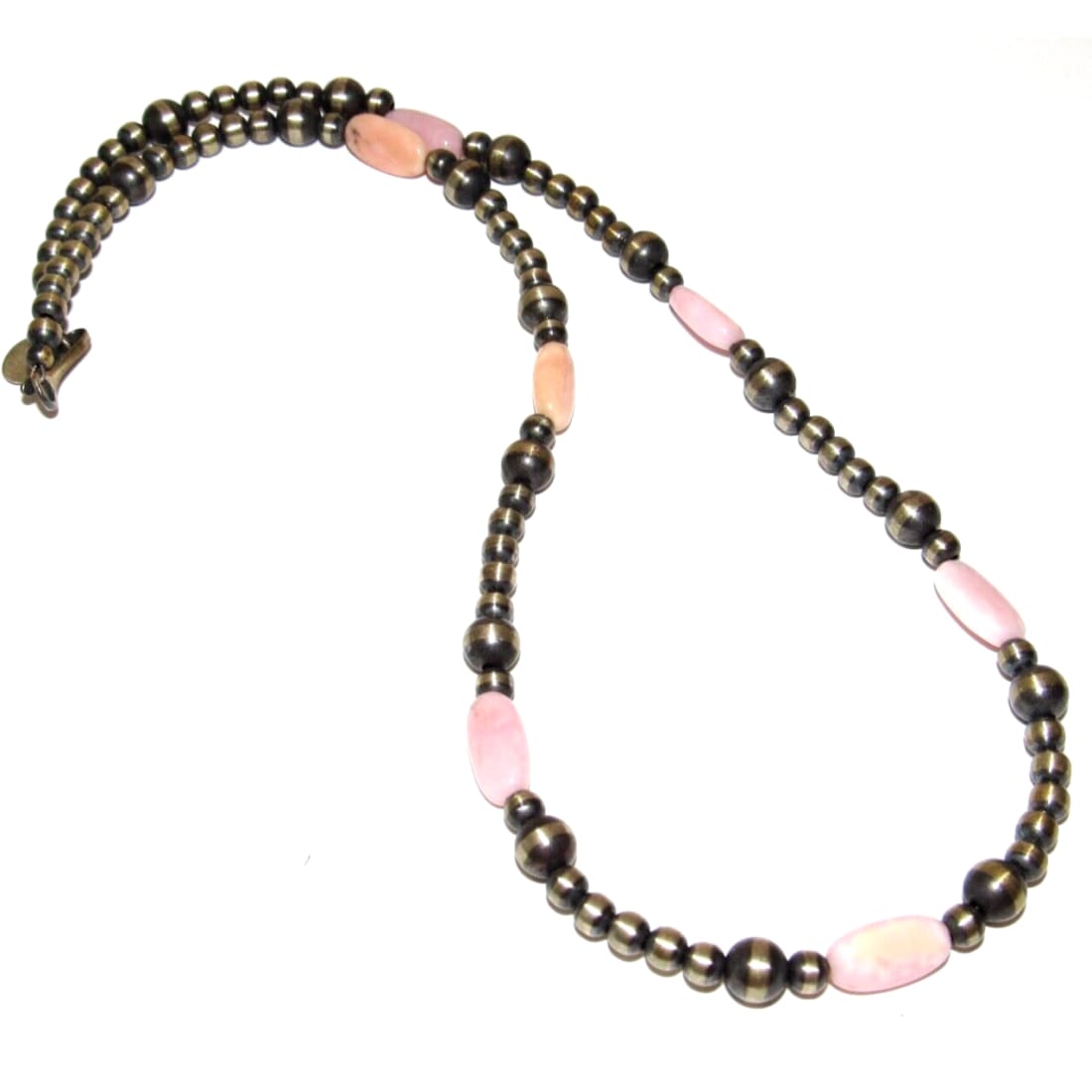 Navajo Pearls Necklace Sterling Silver Pink Conch Shell 20