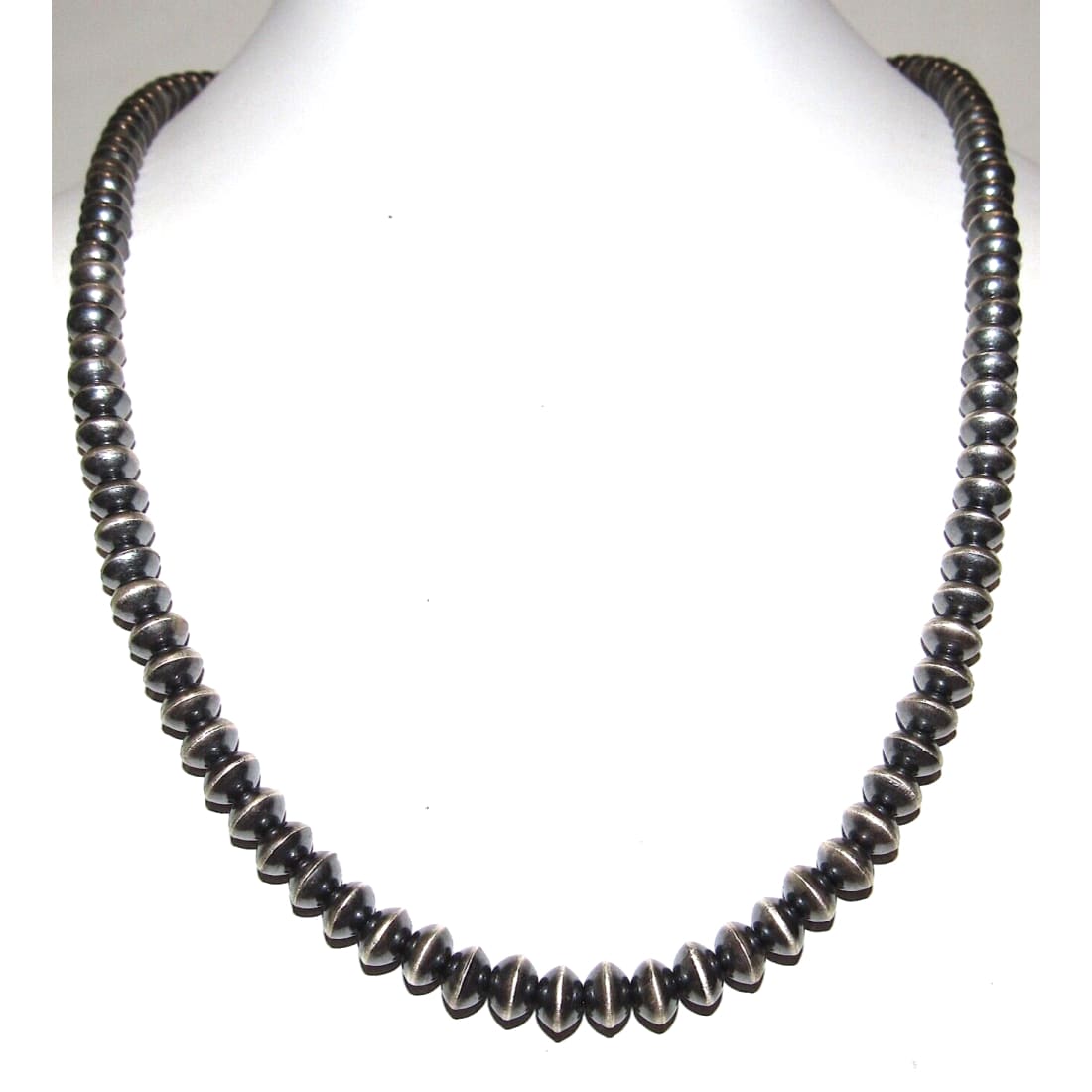 Navajo Pearls Necklace Sterling Silver Saucer Beads Necklace