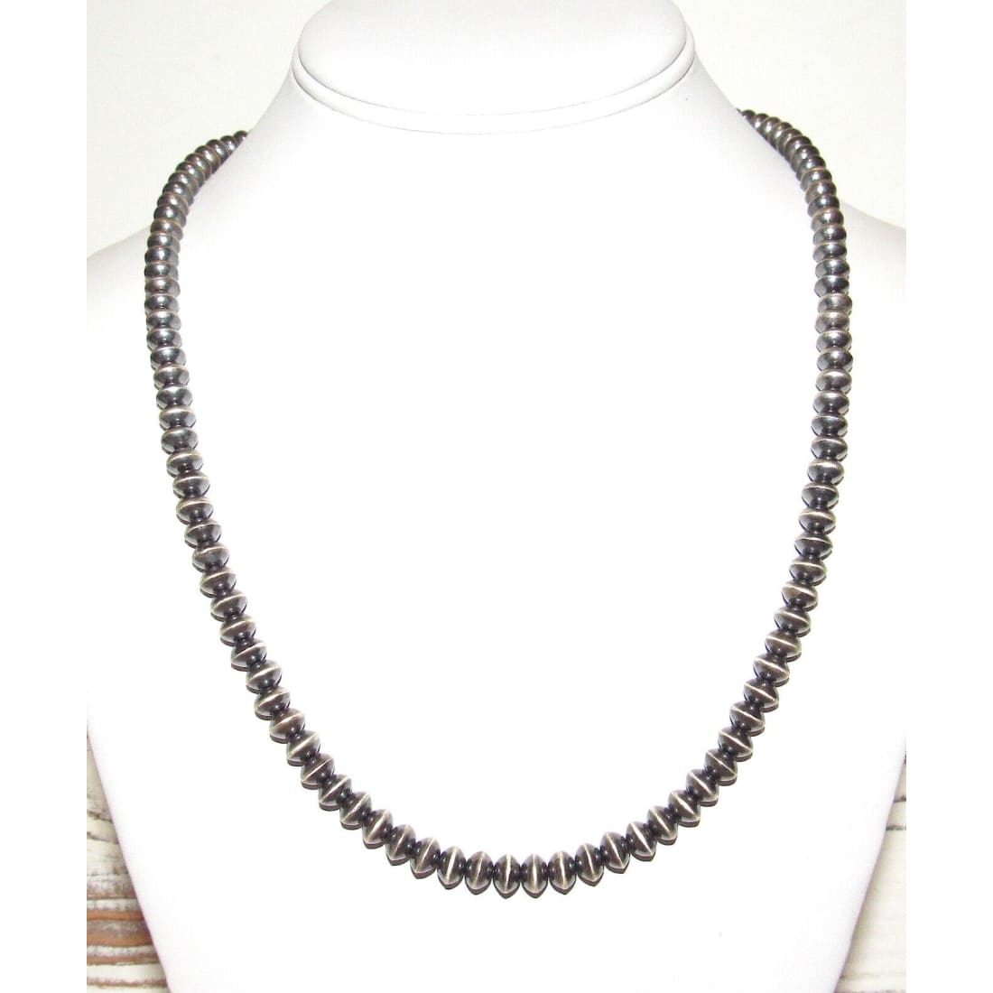 Navajo Pearls Necklace Sterling Silver Saucer Beads Necklace