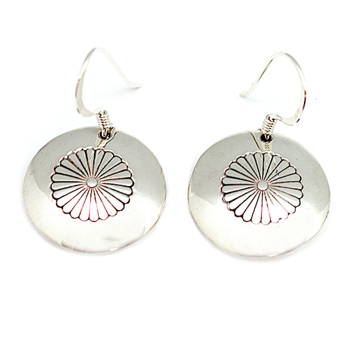 Navajo Flat Pillow Beads Stamped Dangle Earrings Sterling Silver Ina Nez Native American