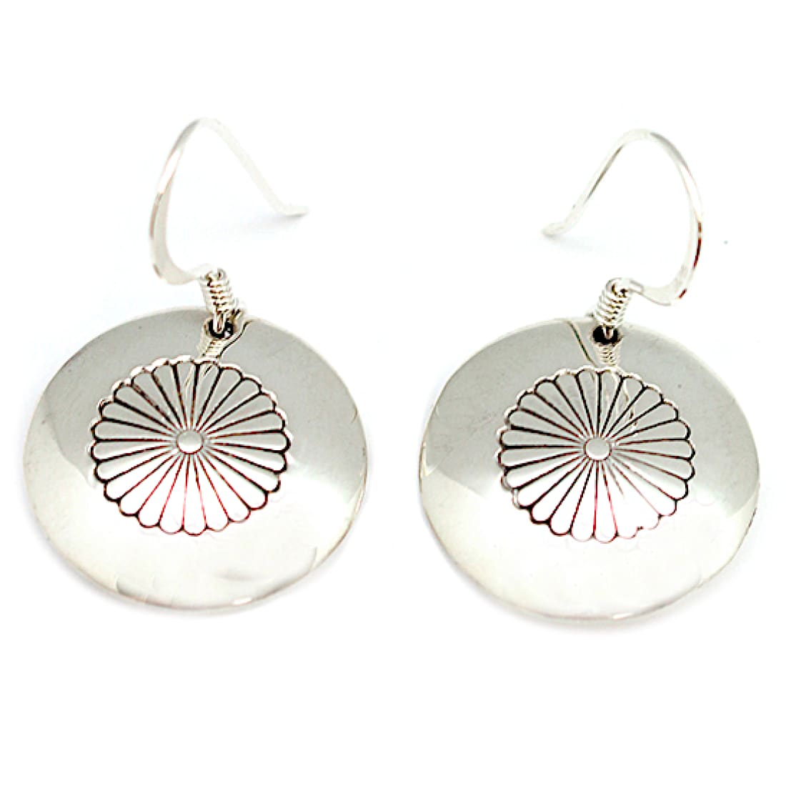 Navajo Flat Pillow Beads Stamped Dangle Earrings Sterling Silver Ina Nez Native American