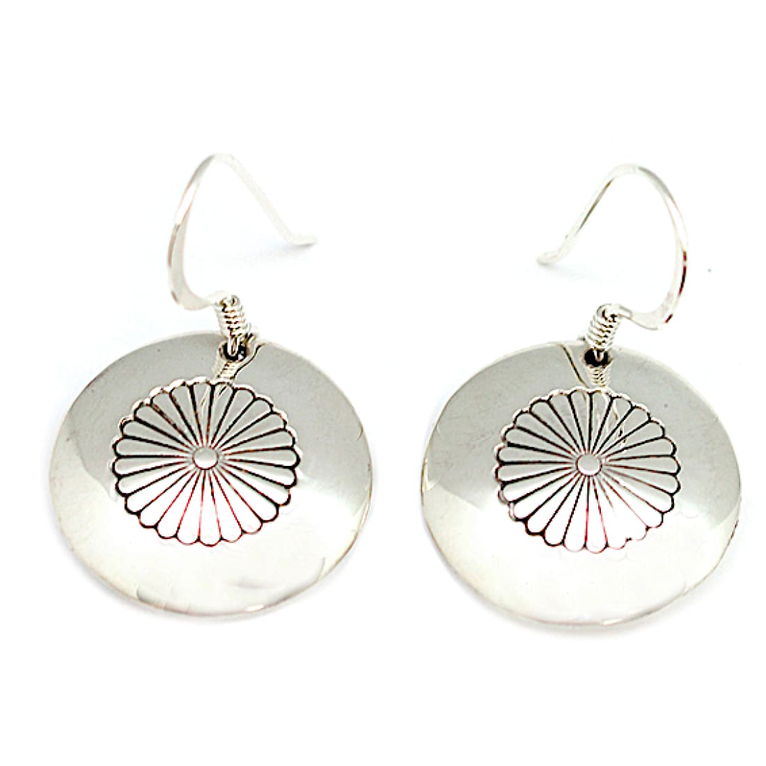 Navajo Flat Pillow Beads Stamped Dangle Earrings Sterling Silver Ina Nez Native American