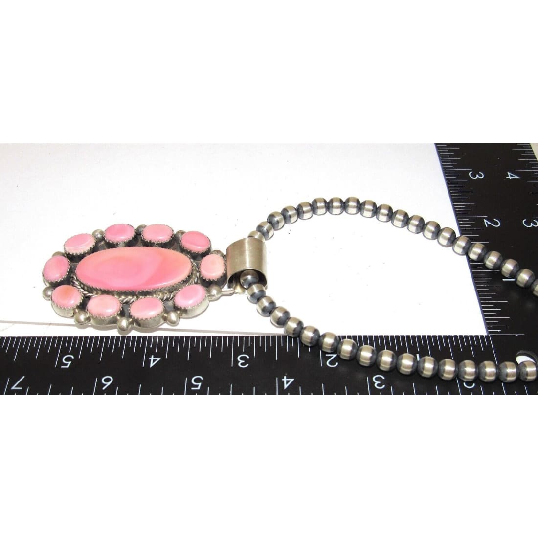Navajo Pink Conch Cluster Pendant Navajo Pearls Necklace M.