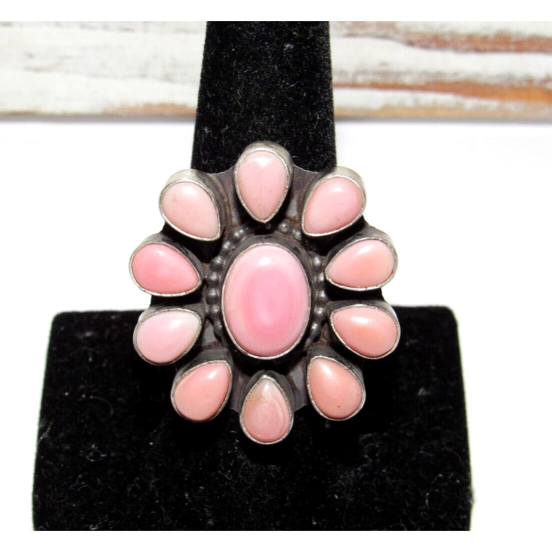Navajo Pink Conch Cluster Ring Size 7 Sterling Silver Betta