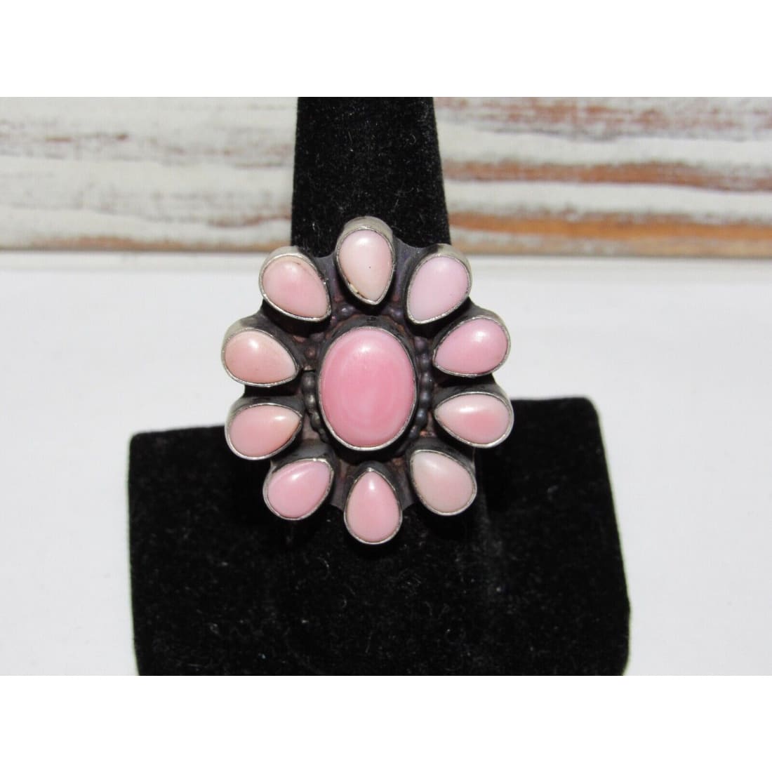 Navajo Pink Conch Cluster Ring Size 7 Sterling Silver Betta