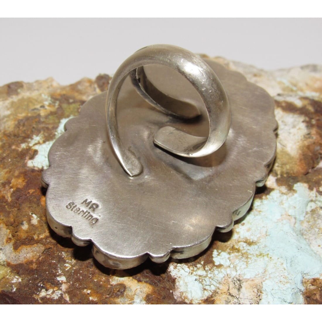 Navajo Pink Conch Cluster Ring Size 9 Adjustable Sterling