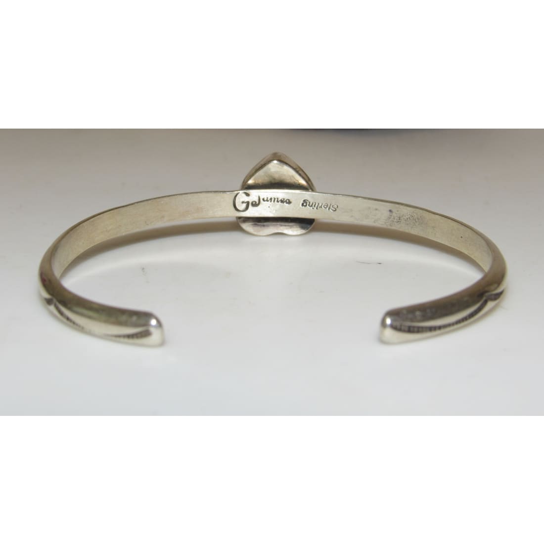 Navajo Pink Conch Heart Bracelet Stacker Sterling Silver