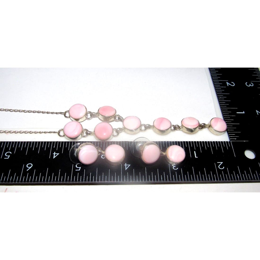 Navajo Pink Conch Shell Lariat Necklace Earrings Set