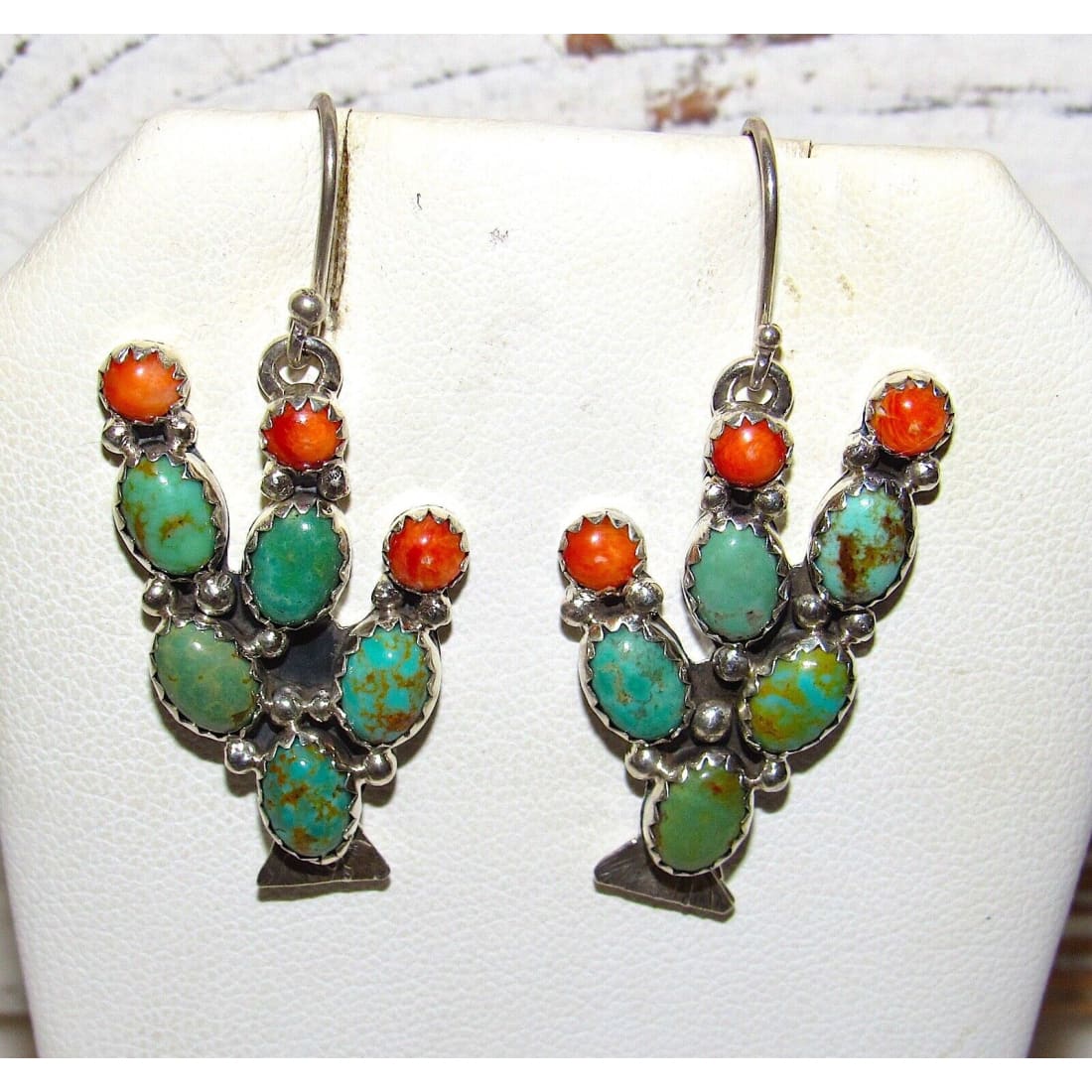 Navajo Prickly Pear Cactus Earrings Sterling Silver