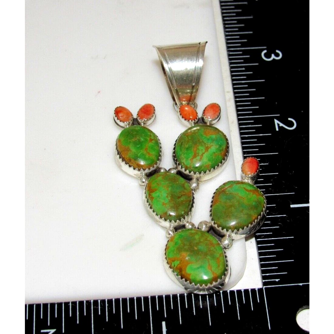 Navajo Prickly Pear Cactus Pendant Sterling Silver