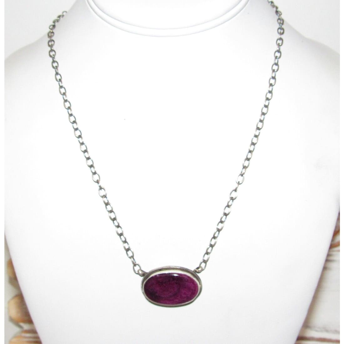 Navajo Purple Spiny Bar Necklace Sterling Silver Native