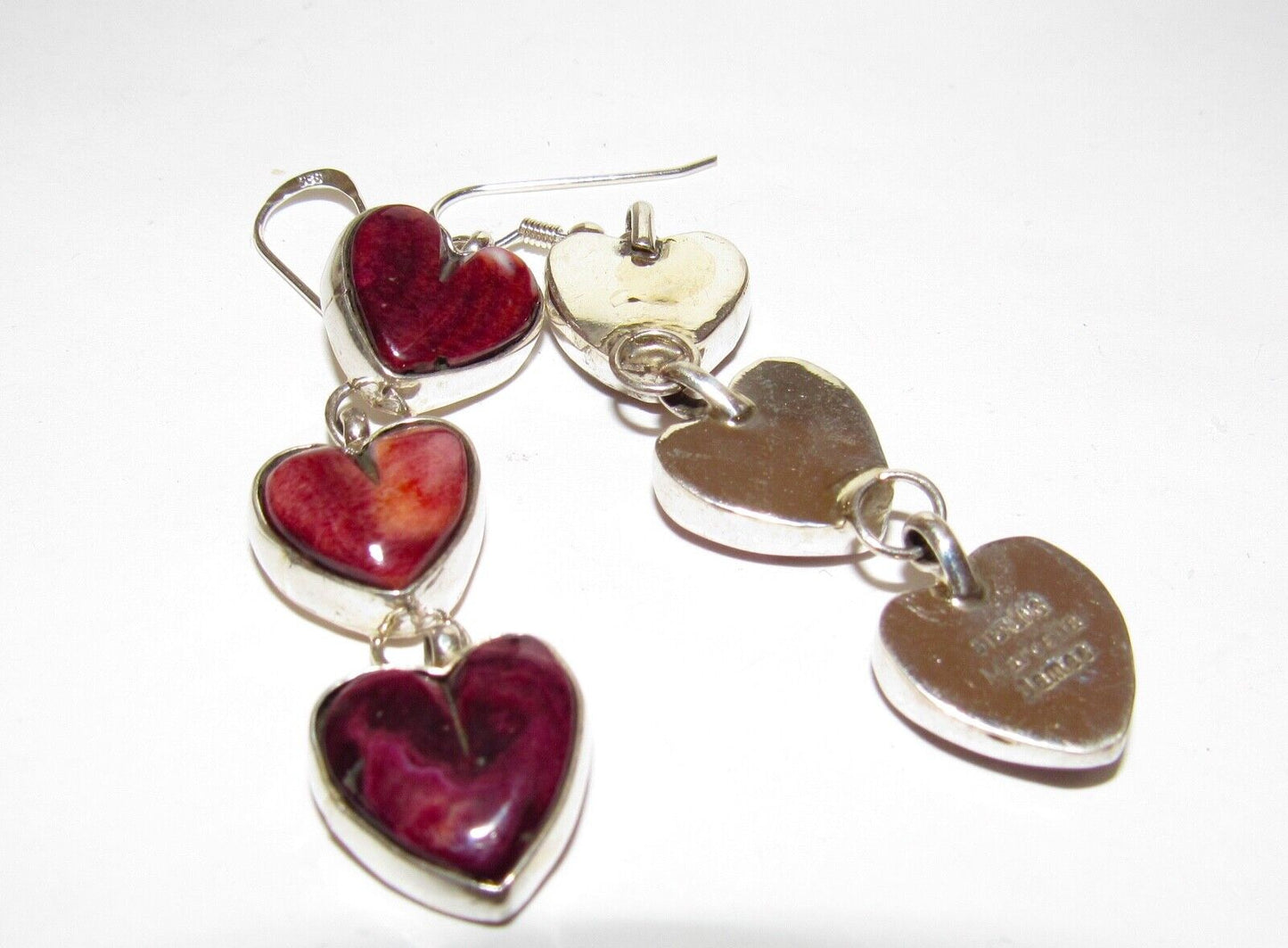 Navajo Purple Spiny Heart Dangle Earrings Sterling Silver