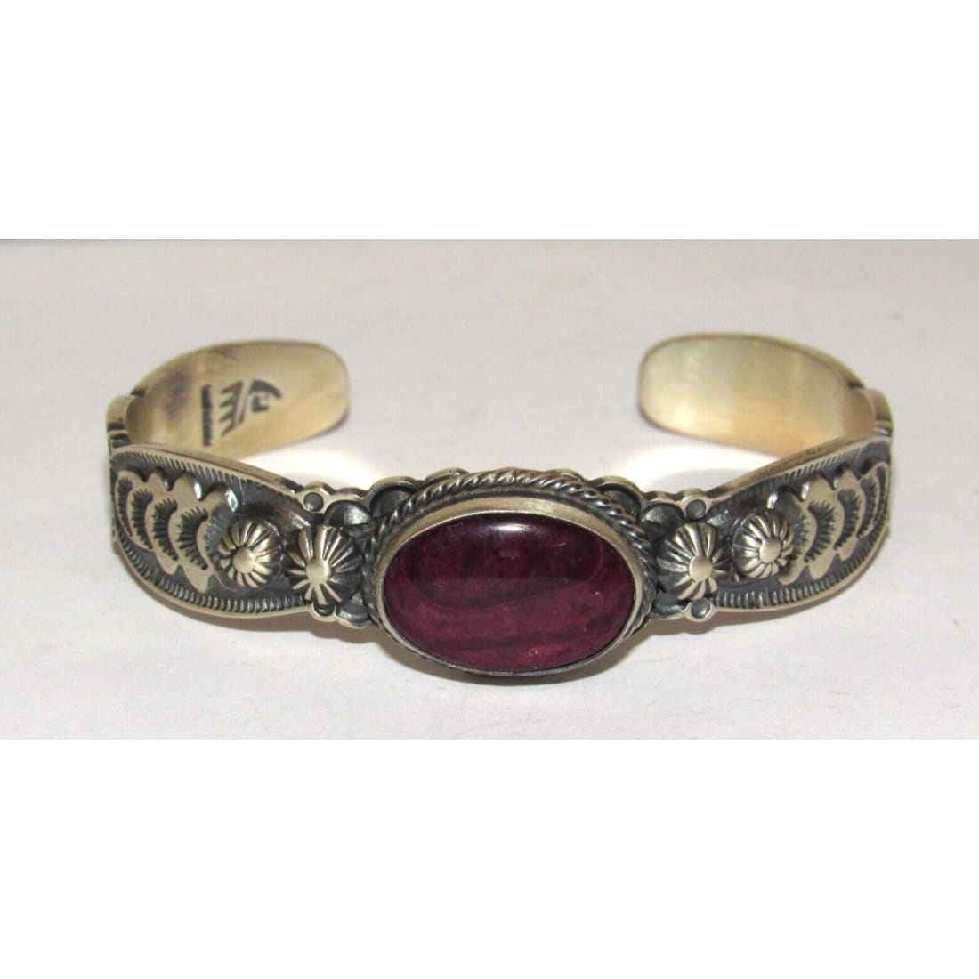 Navajo Purple Spiny Stacker Cuff Sterling Silver Ingot