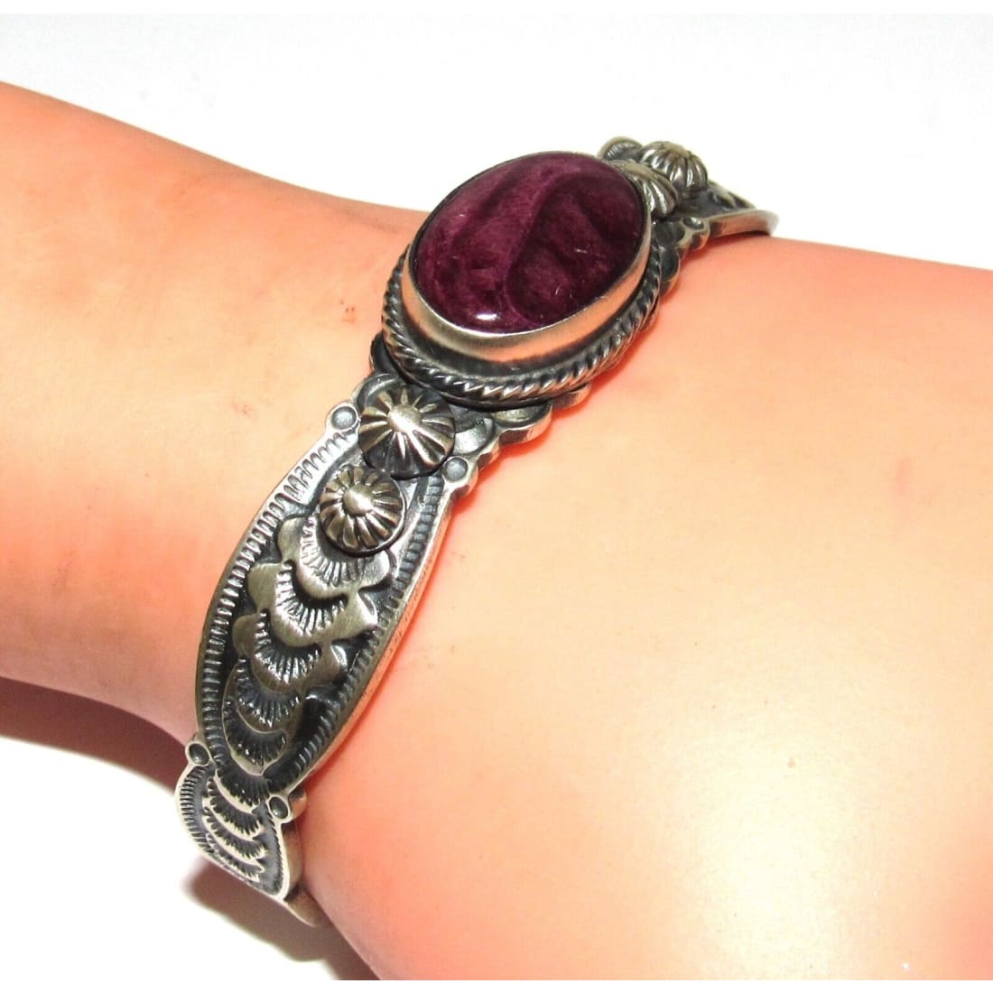 Navajo Purple Spiny Stacker Cuff Sterling Silver Ingot