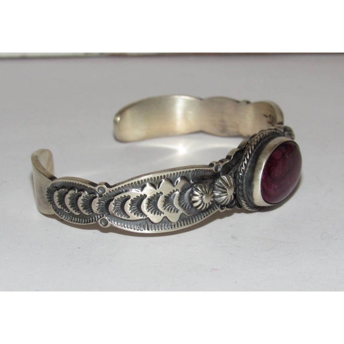 Navajo Purple Spiny Stacker Cuff Sterling Silver Ingot