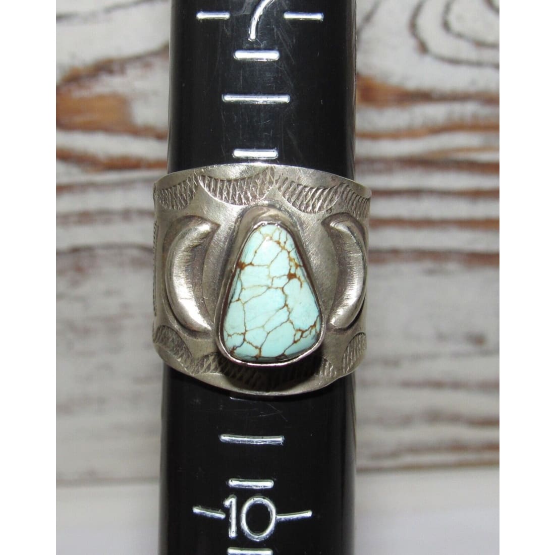 Navajo R.Willie Dry Creek Turquoise Ring Sz 8 Sterling