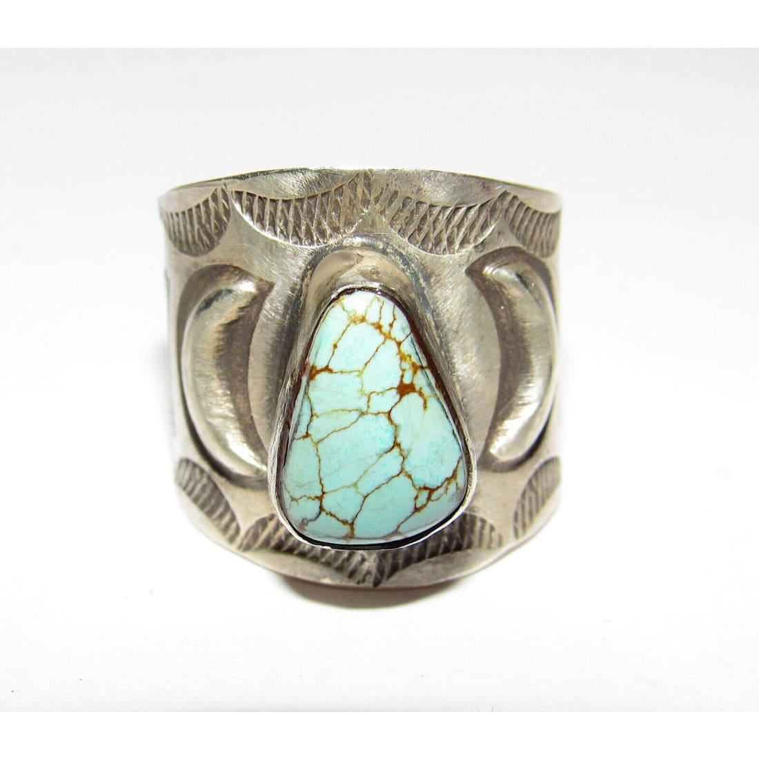 Navajo R.Willie Dry Creek Turquoise Ring Sz 8 Sterling