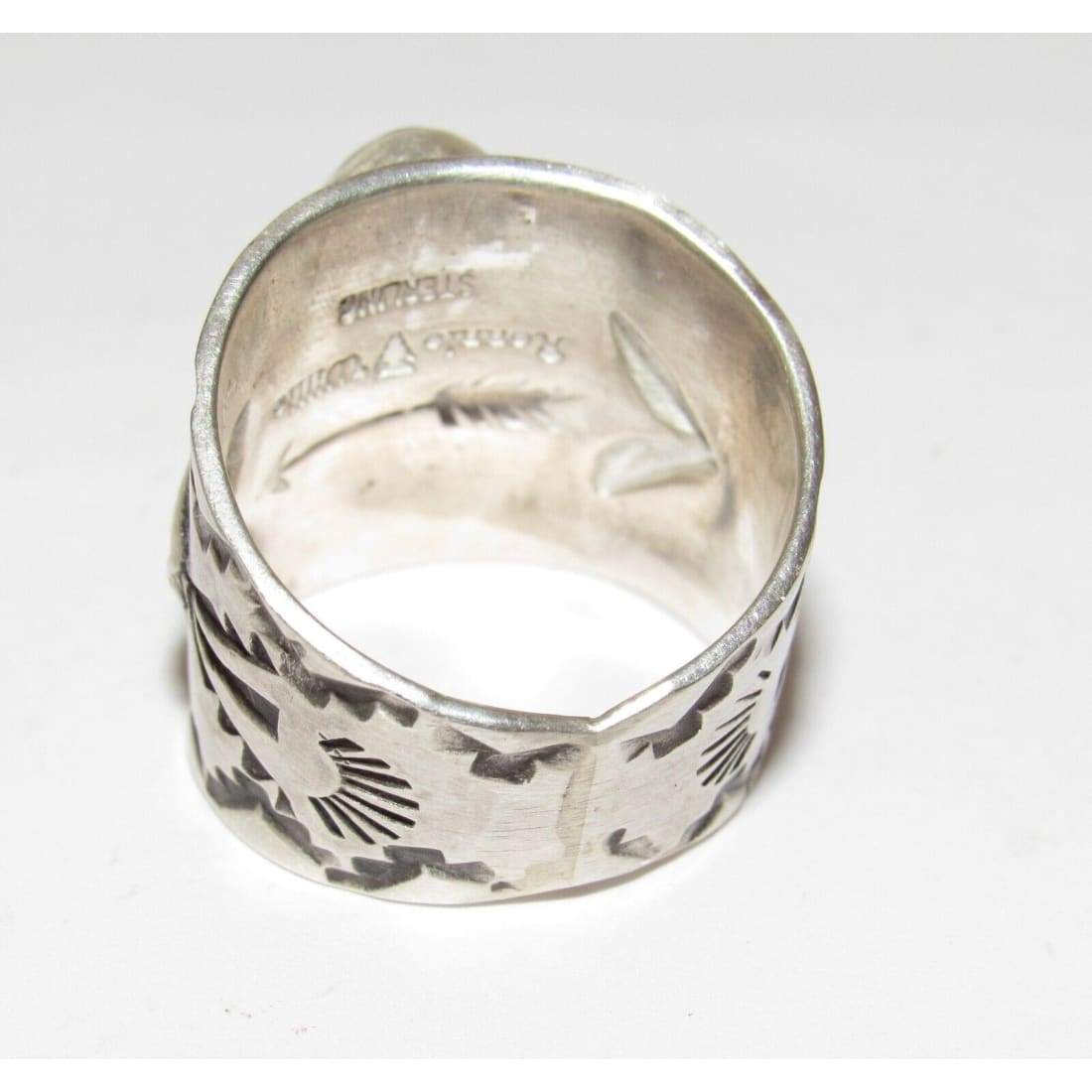 Navajo R.Willie Number 8 Turquoise Ring Sz 9 Sterling Silver