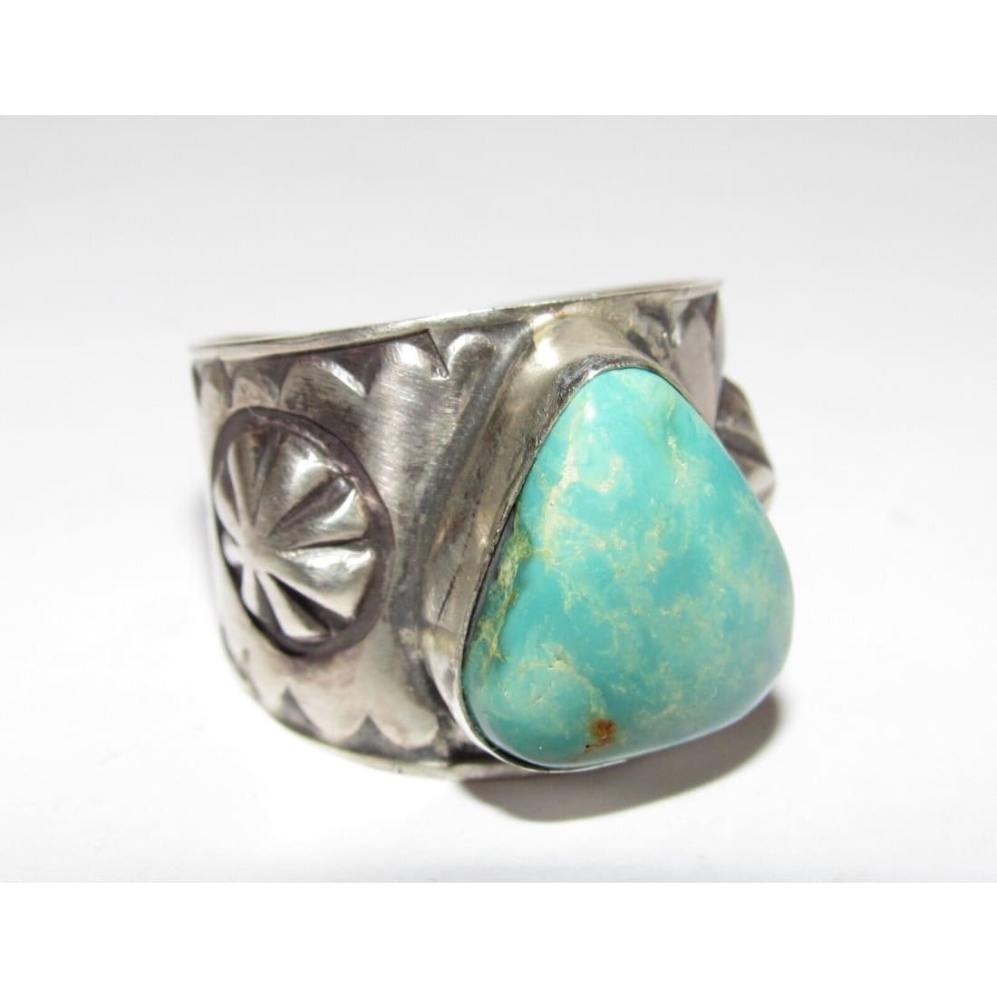 Navajo R.Willie Royston Turquoise Ring Sz 14 Sterling Band