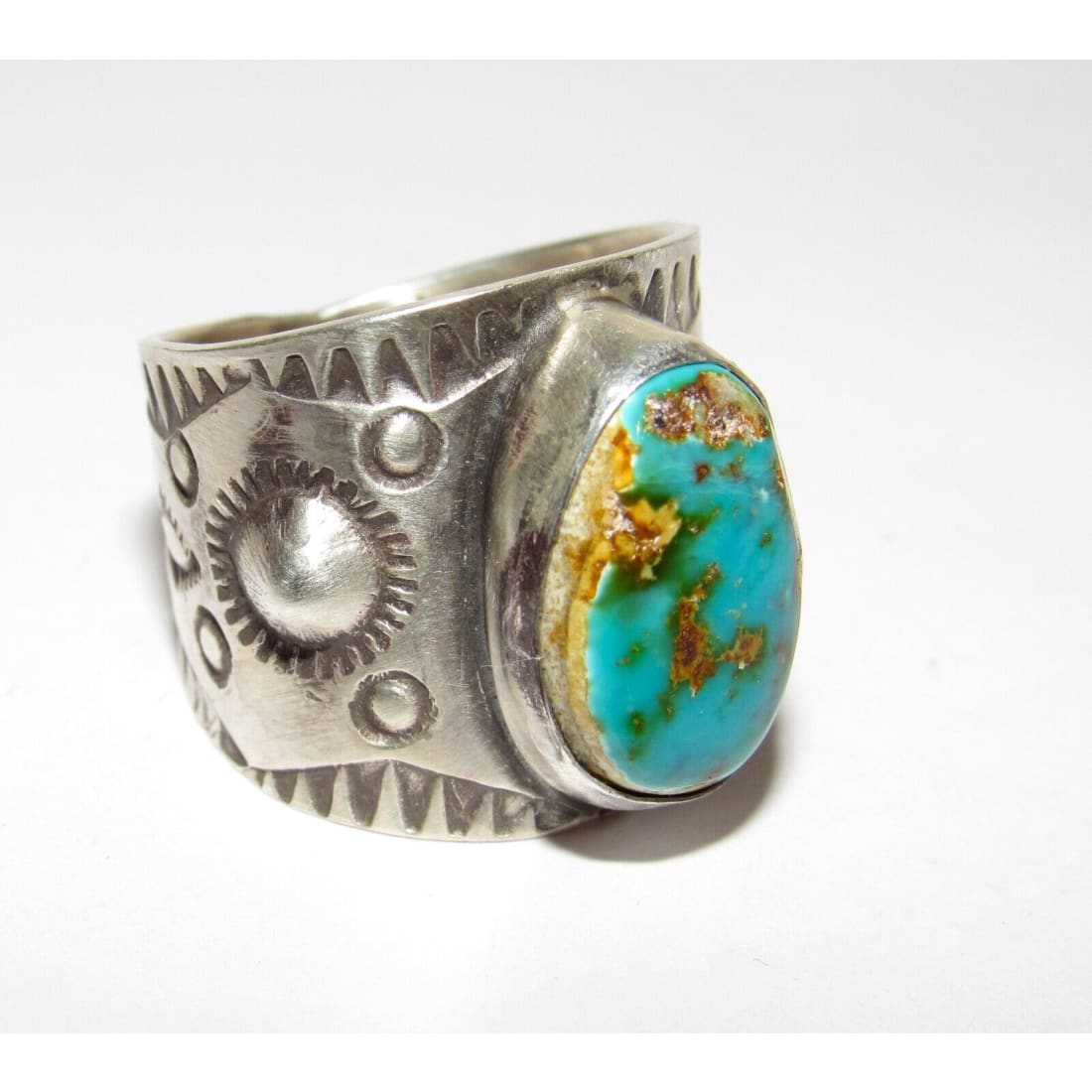 Navajo R.Willie Royston Turquoise Ring Sz 9 Sterling Silver