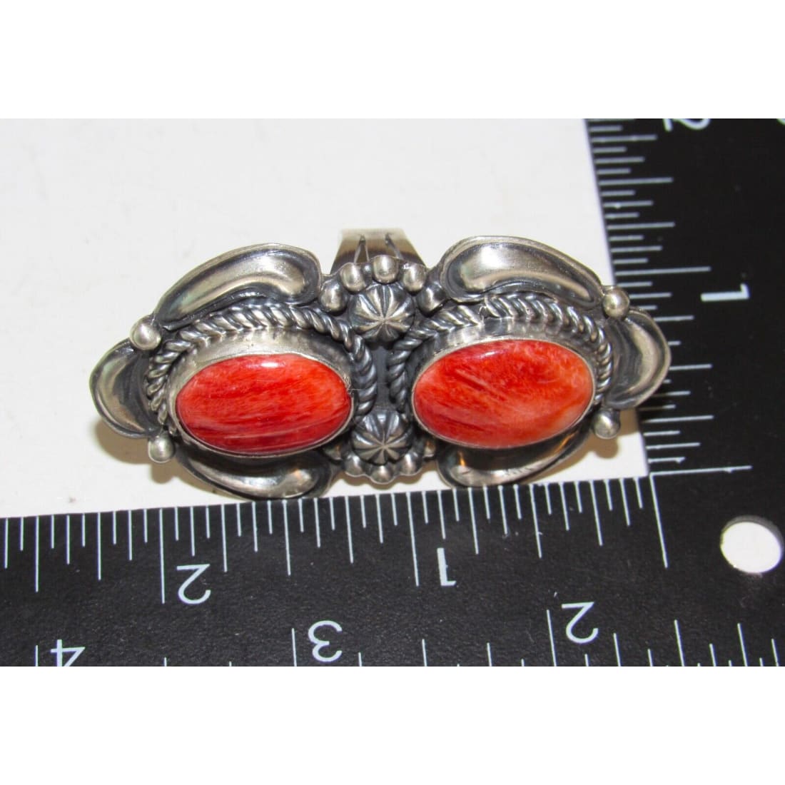 Massive Navajo Red Spiny Oyster Ring Sz 8 Sterling Silver J