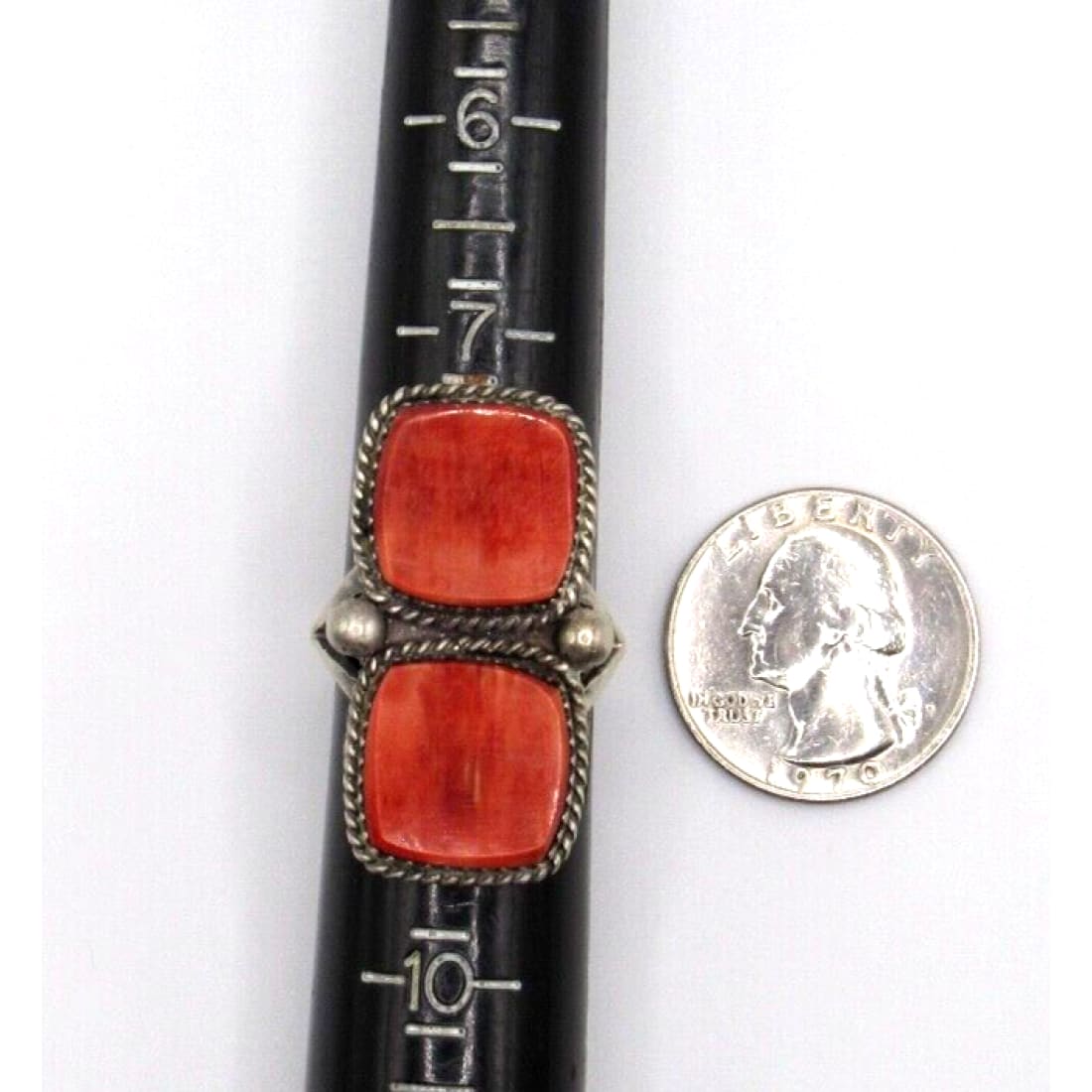 Navajo Red Spiny Oyster Ring Sz 9.5 Sterling Silver Selena